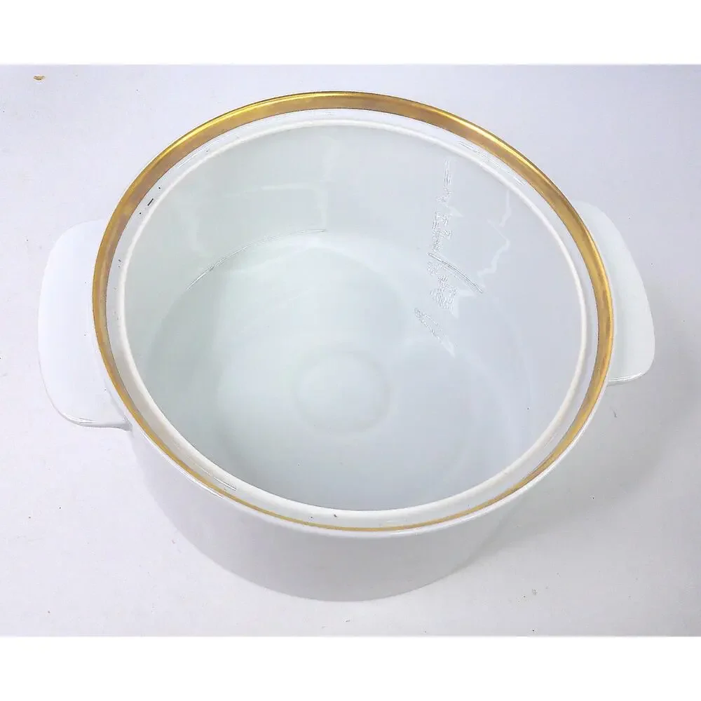 Vintage Thomas Germany Covered Soup Tureen Gold Trim White Porcelain MCM Lidded